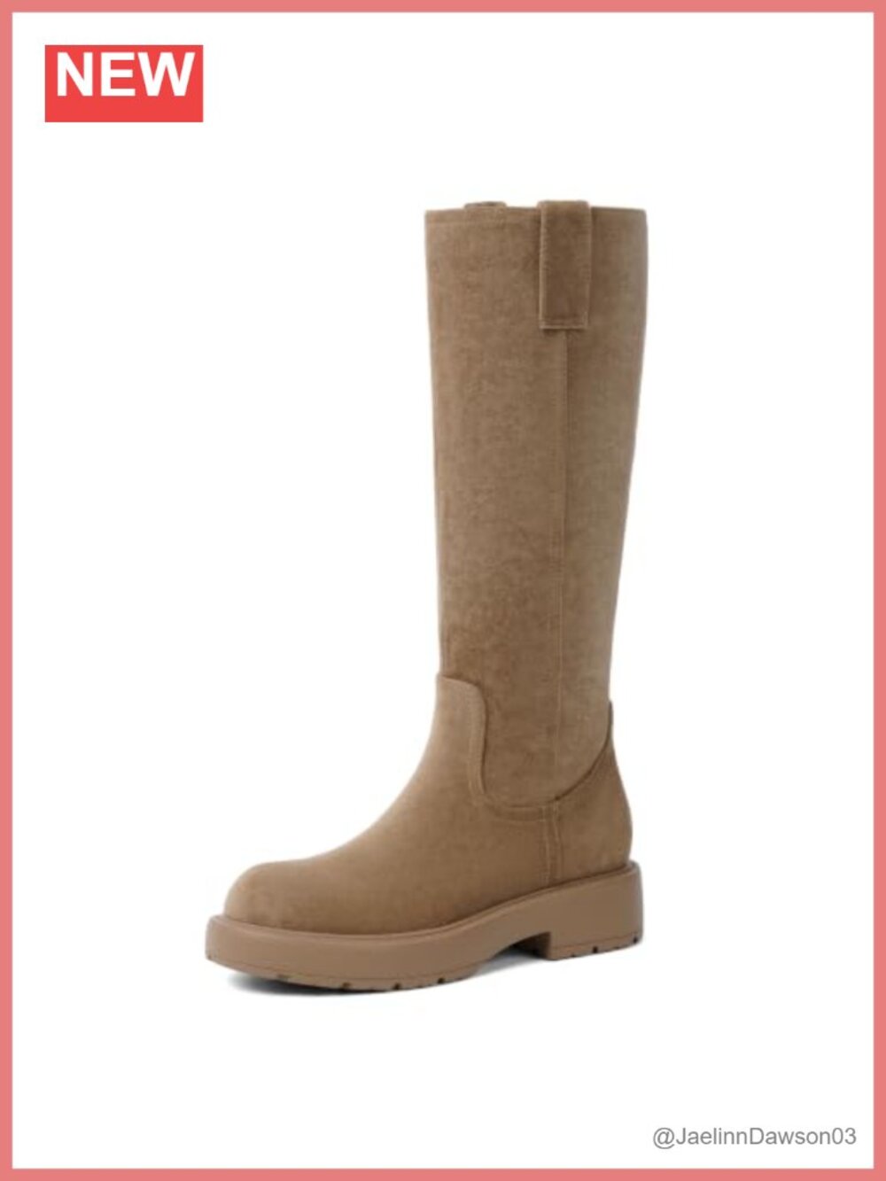 Women's Knee High Riding Boots Round Toe Low Heel Zipper Faux Suede
